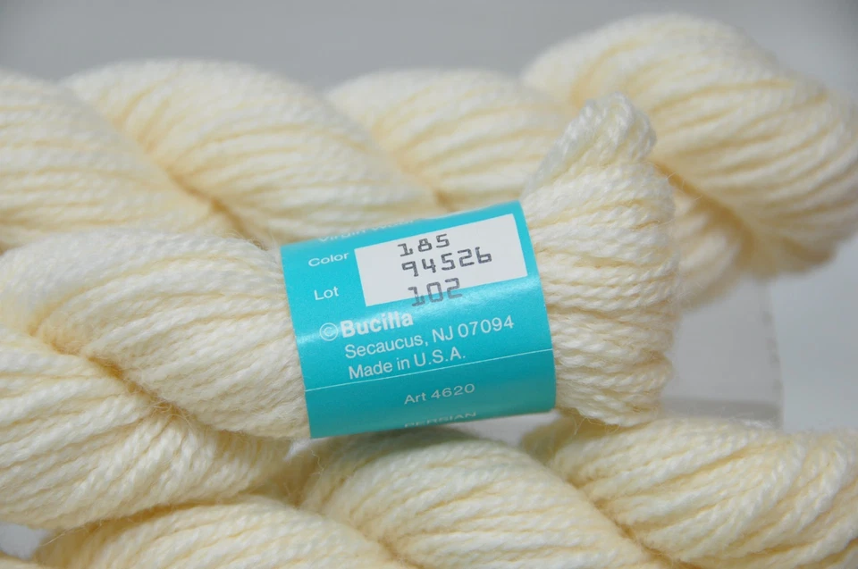 Lote de 8 Bucilla Lana Persa Punta de Aguja Crewel 40 Yardas Cada Blanco Cremoso Nº 185 Foto 3 de 3