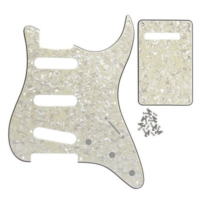 FLEOR Vintage '50s ST Guitar Pickguard SSS 8 Holes & Back Plate Cream Peal 4ply