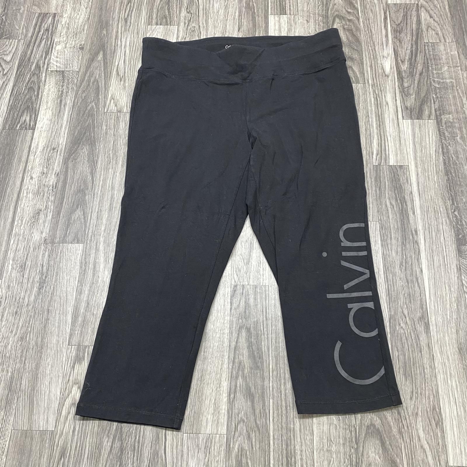 CALVIN KLEIN Graphic Performance Dry Black Capri Workout Leggings Womens Size 1X image 3