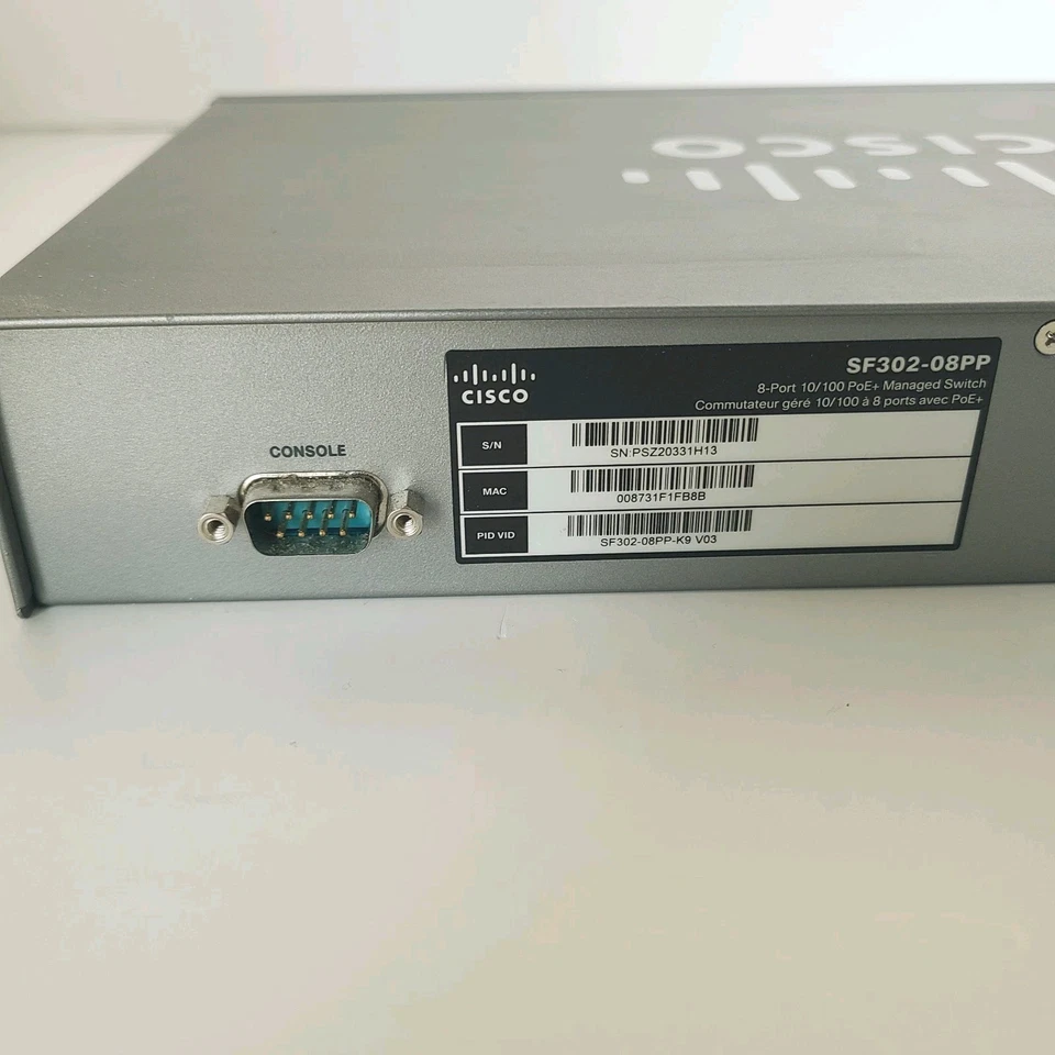 Cisco SF302-08PP-K9 V02 8-Port 10/100 PoE + Managed Switch *NO ADAPTER* - Image 4 of 4