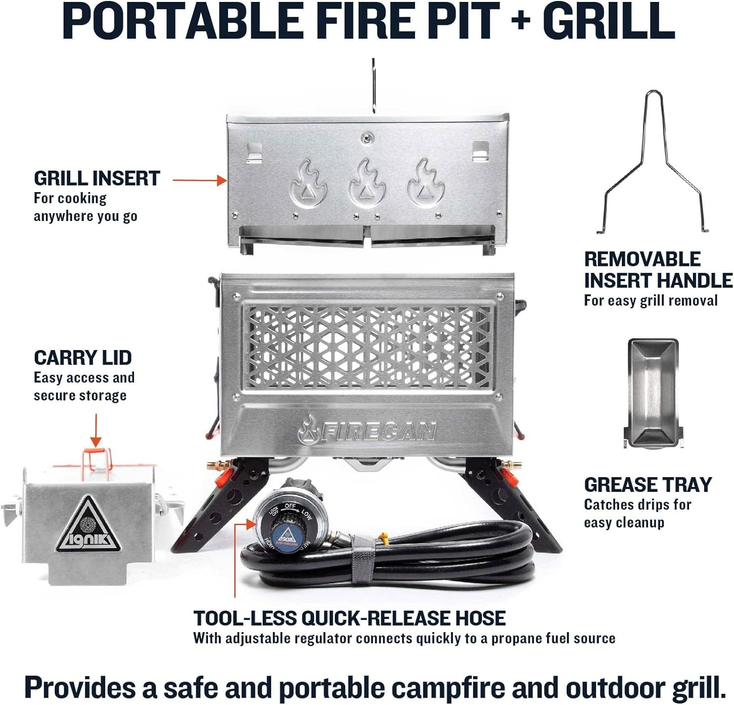 Ignik Firecan Deluxe Portable Propane Fire Pit and Grill