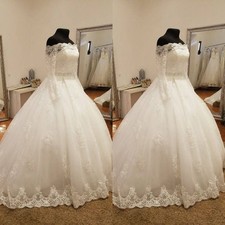Vintage Wedding Dresses Off Shoulder Lace Long Sleeves A Line Bridal Gowns