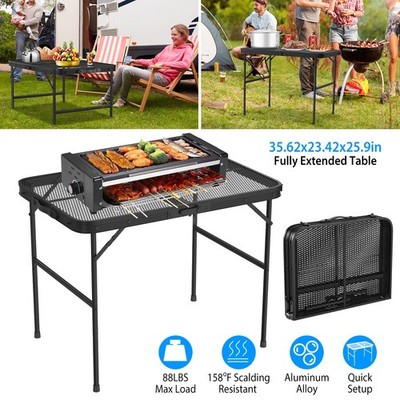 Foldable Camping Table Collapsible Picnic Aluminum Alloy Stand with Storage Net