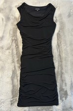 Enfocus Studio Bodycon Ruched Black Fitted Dress 8 Pin Up