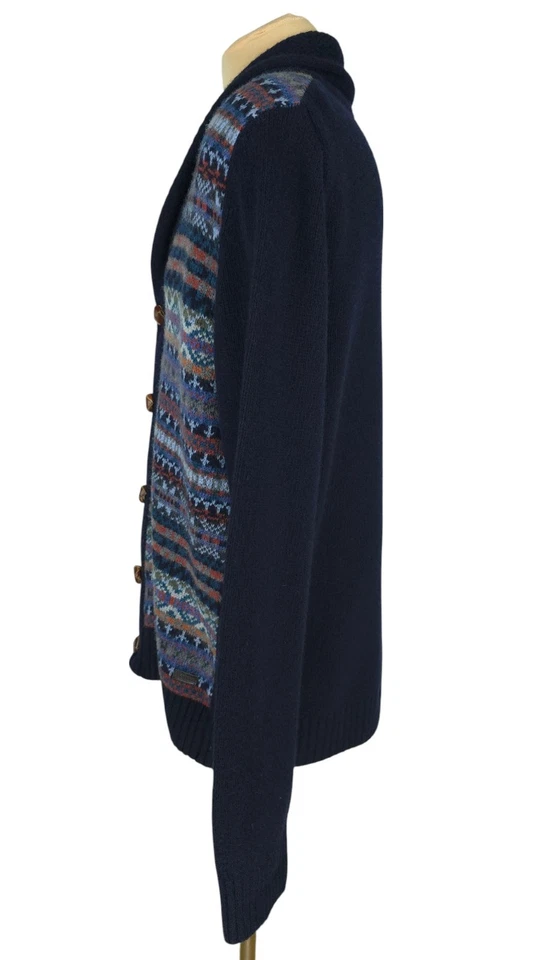 Barbour Martingale Mens Lambswool Fair Isle Knit Shawl Cardigan Sweater Size L - Image 4 of 4