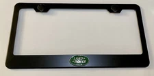 3D Land Rover Green Emblem Stainless Steel Black License Plate Frame W/ Caps