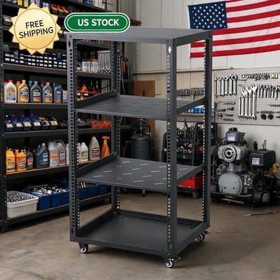 20U Open Frame Network/Server Rack with Casters Wall Mount or Floor Duty Heavy