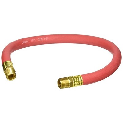1/2'' ID x 2 Ft Rubber Hose Whip Snubber 200 PSI Milton 681-1 Heavy Duty USA Made