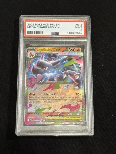 2025 POKEMON PFL EN-PHANTASMAL FLAMES #013 MEGA CHARIZARD X EX PSA 9