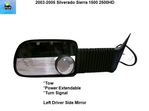 19153377 03-05 Silverado 2500HD Power Left Door Camper Mirror W/Tow Turn Signal