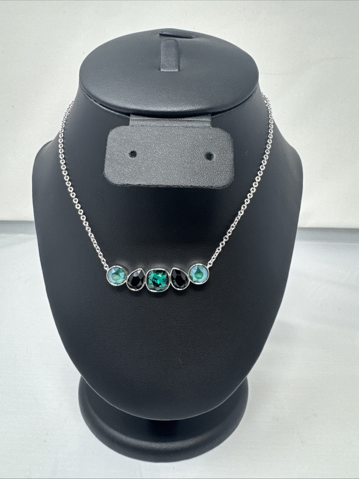 Touchstone Crystal by Swarovski GO FOR IT Necklace Green Rhodium Plated