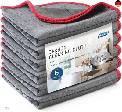 Ekedalen 6X Fensterputztücher Carbon Tücher, Reinigungstuch für Kristallklare &a