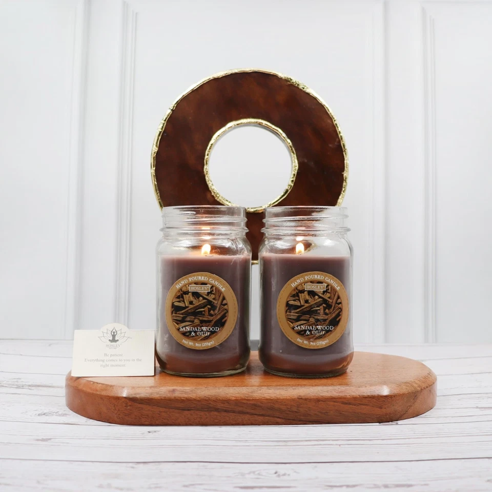 Классическая прозрачная баночка для аромата сандалового дерева и ударов Hosley 9 унций большая банка для свечей - Изображение 3 из 4