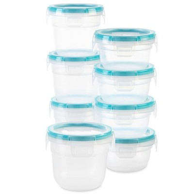Plastic Total Solution 16-Pc Food Storage Containers Set, (4) 2-Cup & (4) 1.2...
