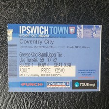 Ticket Stub Ipswich Town v Coventry City 2002 / 2003 League Division One 
