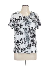 H By Halston Women Silver Short Sleeve T-Shirt L