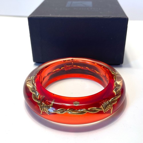 LUC KIEFFER PARIS Rare Barbed Wire Bangle in Red Gold