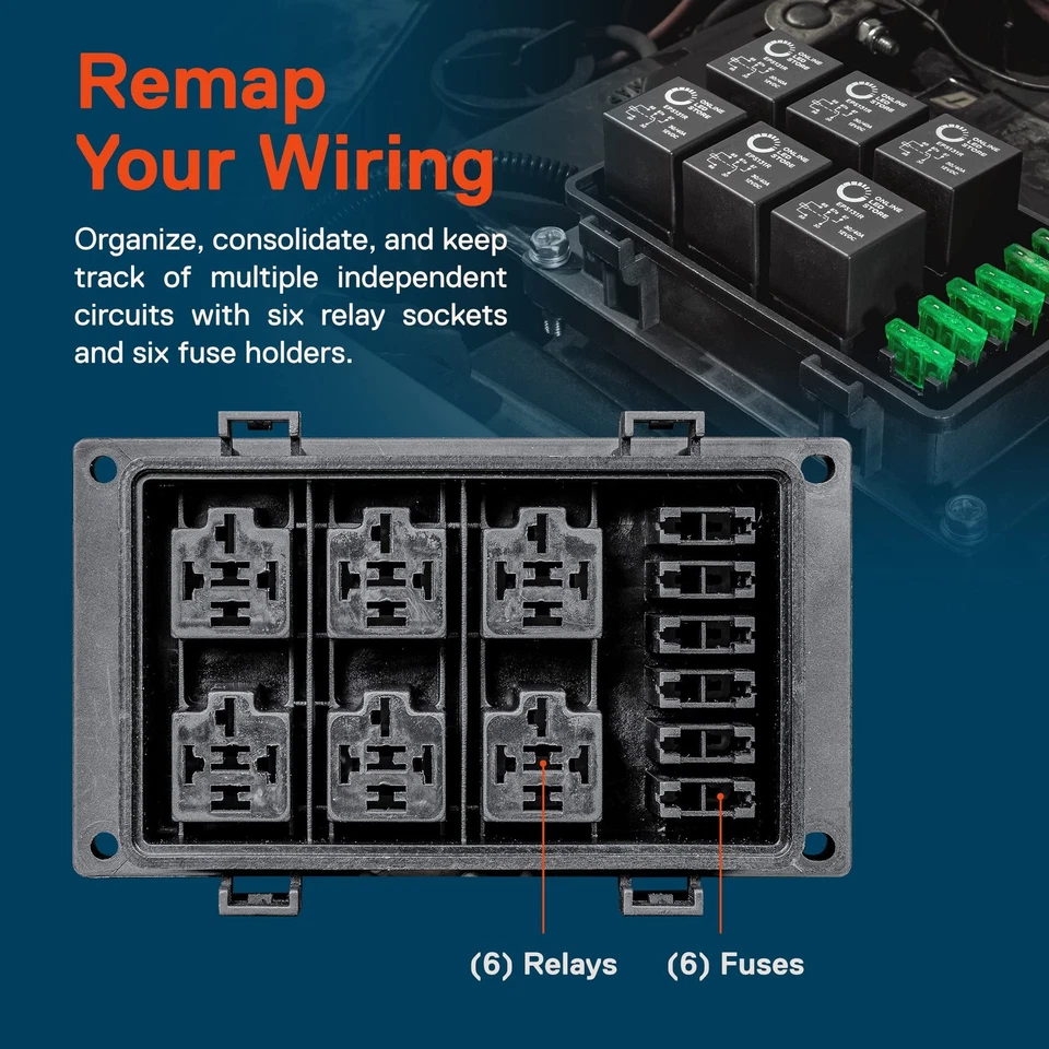 True Mods 12V DC Auto Waterproof Fuse 5-Pin Relay Box Block [6 Bosch Style Re... - Image 2 of 4