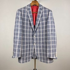 Suitsupply Men's Plaid Linen Half-Lined Blazer Size US-UK 38R / EU 48R