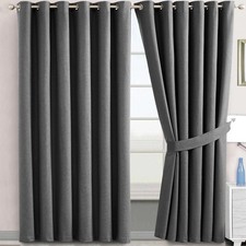 Thick 100% Blackout Curtains Thermal Insulated Ready Made Eyelet Ring Top Pair