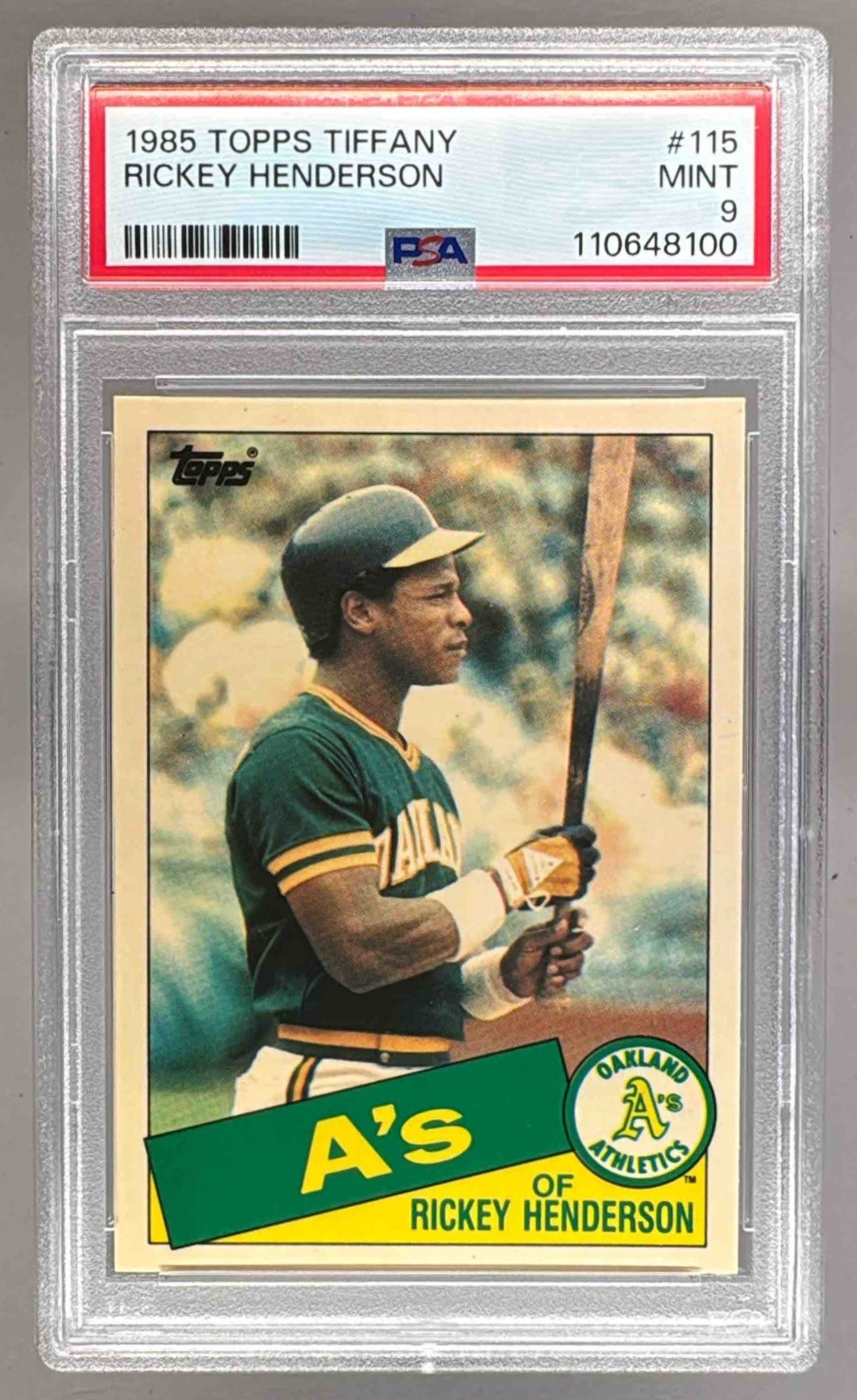 110648100 Rickey Henderson 1985 Topps #115 Collector's Edition (Tiffany) PSA 9
