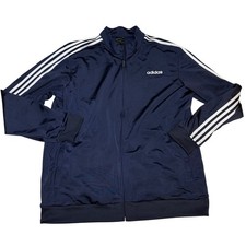 Adidas classic track jacket in navy and white 3 stripe style