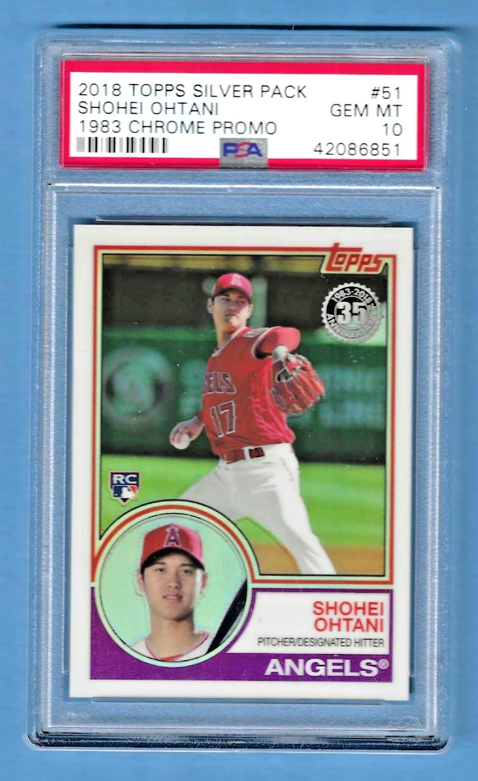 2018 Topps TOPPS SILVER PACK 1983 CHROME PROMO #51 Shohei Ohtani front