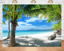 7x5ft Fabric Summer Tropical Hawaiian Backdrop Sunshine Beach Ocean Coconut Tree