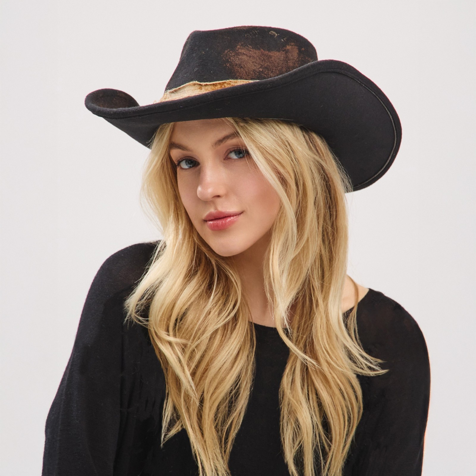 ScarvesMe Women’s Western Distressed Rustic Cowgirl with Feather Fedora Hat