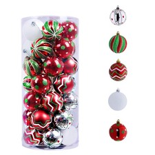Christmas Ornaments Tree Decorations, 35ct Red Green White Shatterproof Medui...