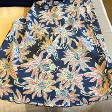 JEAN-PIERRE KLIFA Skirt S  Blue Blooms Floral Skirt Reversible Boulevard New