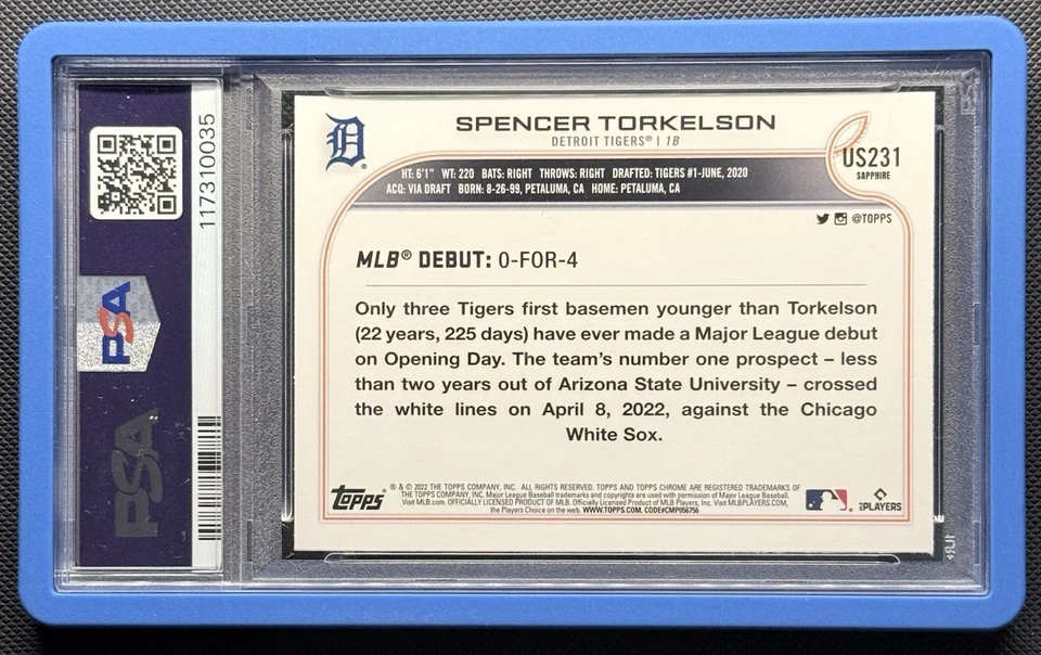 2022 Topps Chrome Update Series Sapphire Edition - Rookie Debut Spencer... - Image 2 of 2