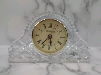 Vintage Centurion Collection glass mantle clock 24% Lead Crystal Needs Battery 