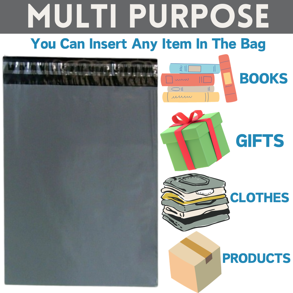 1000 GREY MAILING BAGS 21 x 24 Poly Plastic Bag STRONG CHEAP Post Self