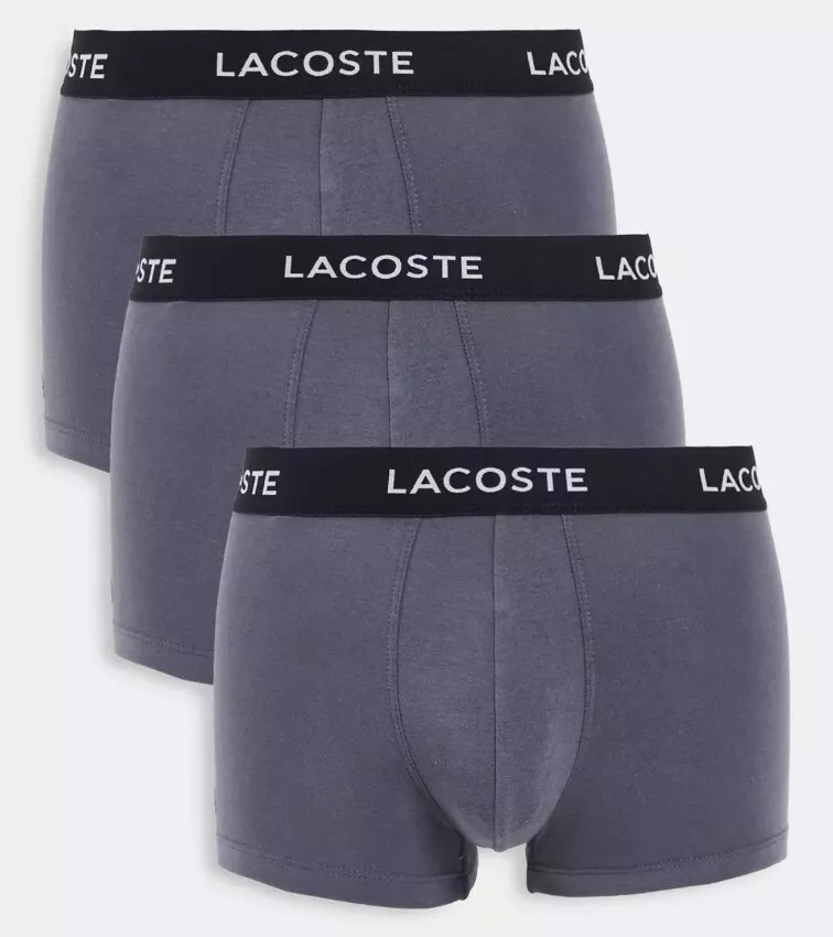 Lacoste Casual Cotton Stretch Men's Boxers Trunks Large Grey Underwear  3-Pack