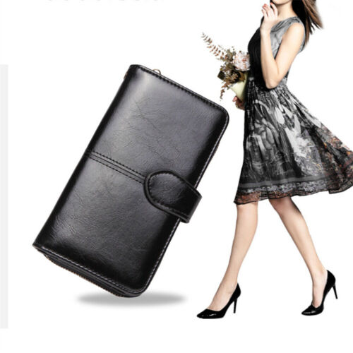 Women PU Leather Wallet Zipper Lady Long Card Holder Coin Phone Bag Case Purse - Picture 7 of 14