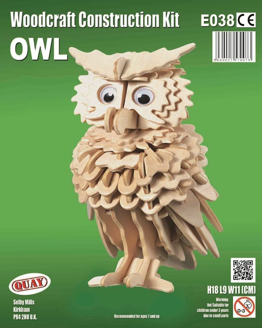 Owl Woodcraft Construction Kit New Bird Wooden 3D Model Puzzle