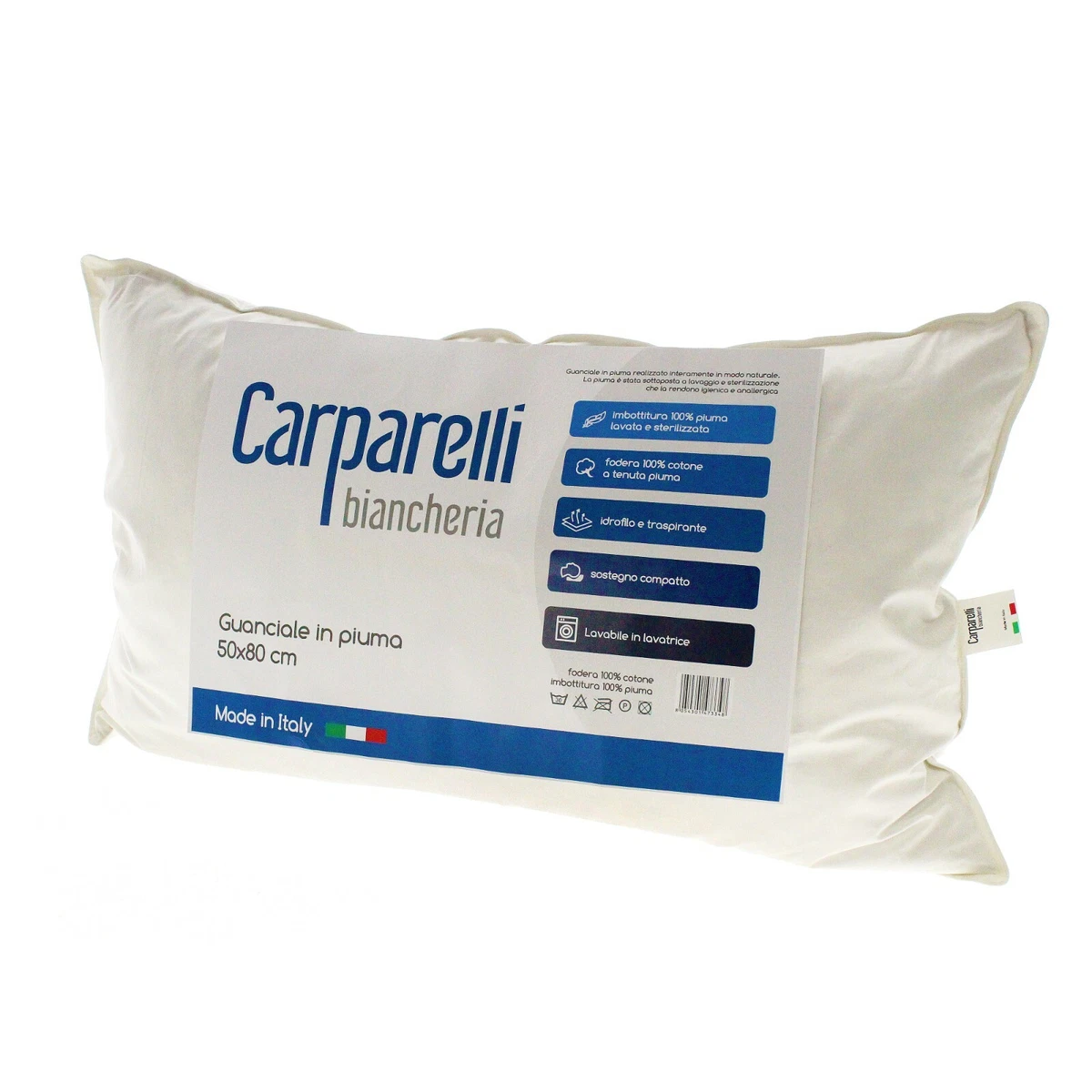 Confezione da 2 cuscini in piuma d'oca e piumino d'oca, 100% cotone, morbidi cuscini di qualità alberghiera (40% piumino