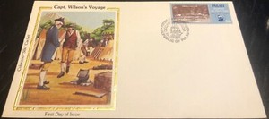 FDC First Day Cover Palau Capt. Wilson's Voyage Colorano Silk Cachet 1983