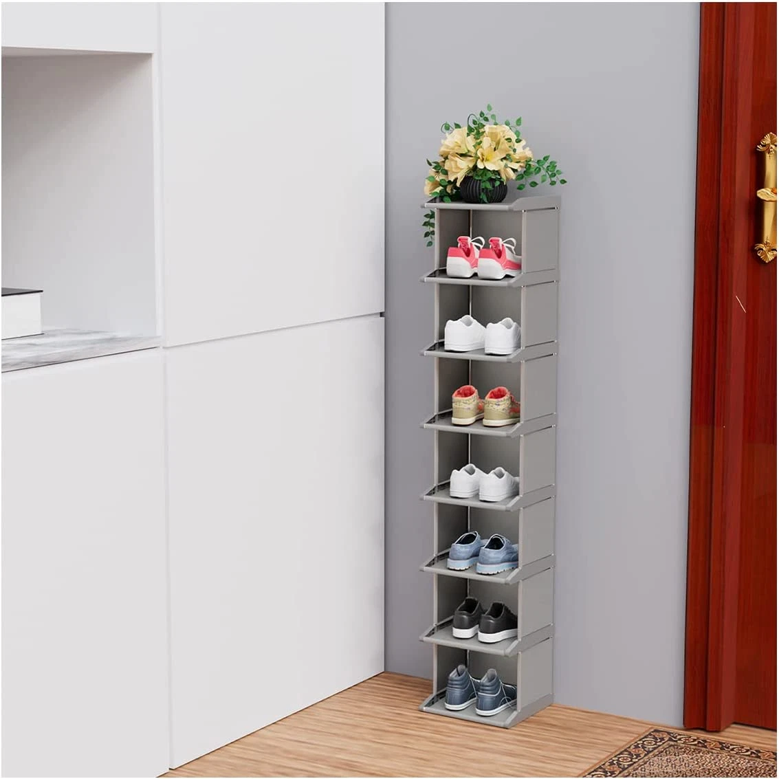 Shoe Rack 8 Tiers DIY Narrow Stckable Free Standing Shoes Storage