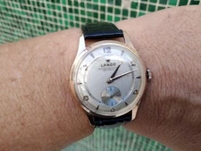 LANCO LANGENDORF 1305 TEXTURED DE LUXE 17 JEWELS  BIG JUMBO GOLD PLATED UNIQUE