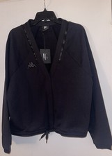 New Women's Kappa Kontroll Cardigan Full Zip Logo Jacket Size M Black