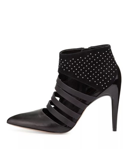 NWOB $295 Rebecca Minkoff Black 'Caesar' Studded Cutout Ankle Boots, Size 6.5