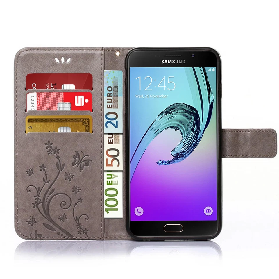 Handy Tasche für Samsung Galaxy Schutz Hülle Blumen Flip Case Wallet Etui Schale - Bild 3 von 4