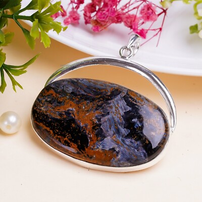 Pietersite Agate Pendant 925 Sterling Silver Women Gift Handmade Design PG68