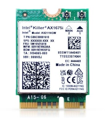 AX1675i AX211NGW Intel Wi-Fi 6E Killer Series Tri Band 2.4/5/6 GHz