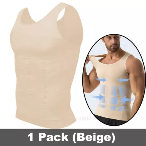 Mens Slimming Body Shaper Tank Top Abdomen Gynomastica Compression Vest Shirt - Picture 16 of 21