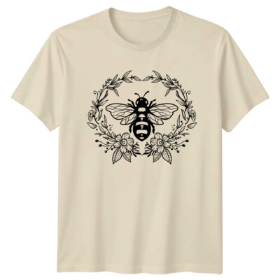 Blumen Bienenkranz Naturliebhaber T-Shirt, Honigbiene Grafik Tee