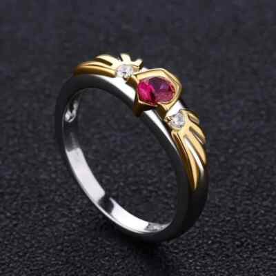 Zelda Breath of The Wild Goron's Ruby & Hylian Shield Sterling 925 Silver ring,