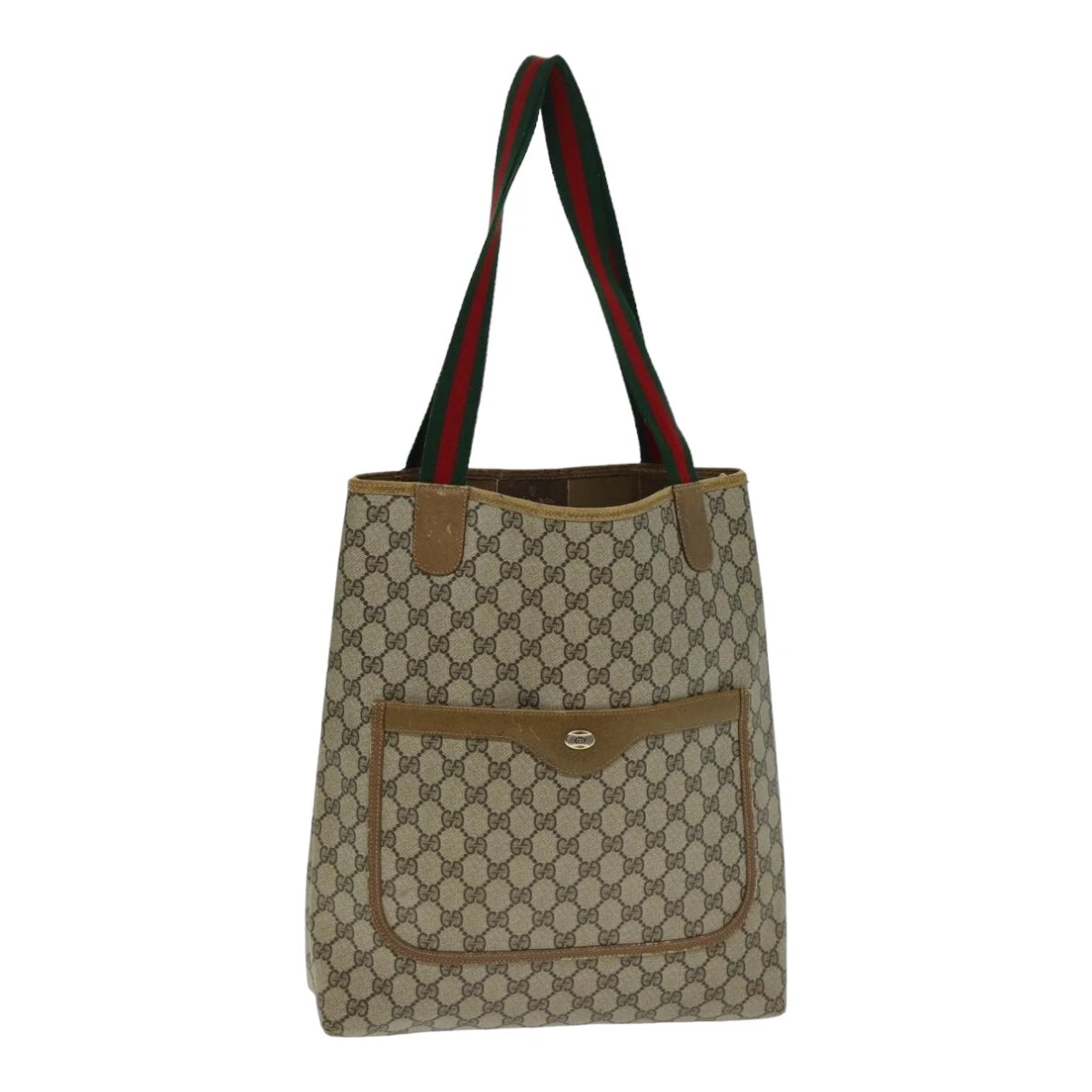 Sac fourre tout GUCCI GG Supreme Web Sherry Line PVC cuir beige 39 02 003 authentique 79593